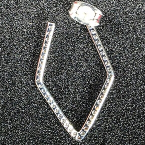 Adornia White Rhodium Plated Pavé Swarovski Crystal 29mm Geometric Hoop Earrings - Picture 3 of 4